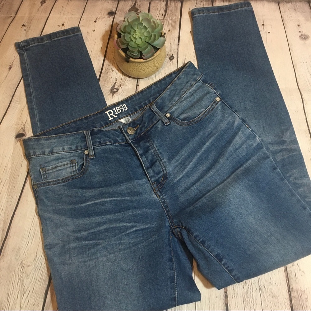 R1893 mid-rise skinny denim blue jeans